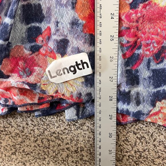 Ali Miles‎ Women’s M Multicolor Floral Tie Dye Open Drape Cardigan Boho Art Top - Picture 10 of 11